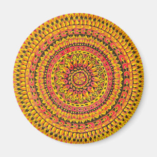 Íman Mandala Laranja Colorida Arte Original