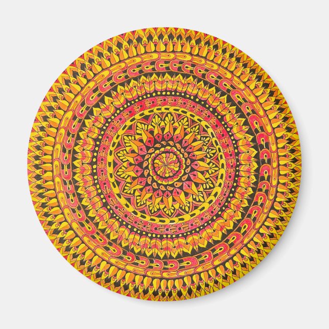 Íman Mandala Laranja Colorida Arte Original  (Frente)