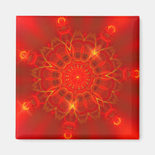Íman Mandala Linhas Finas Cores Quentes Fundo Vermelho