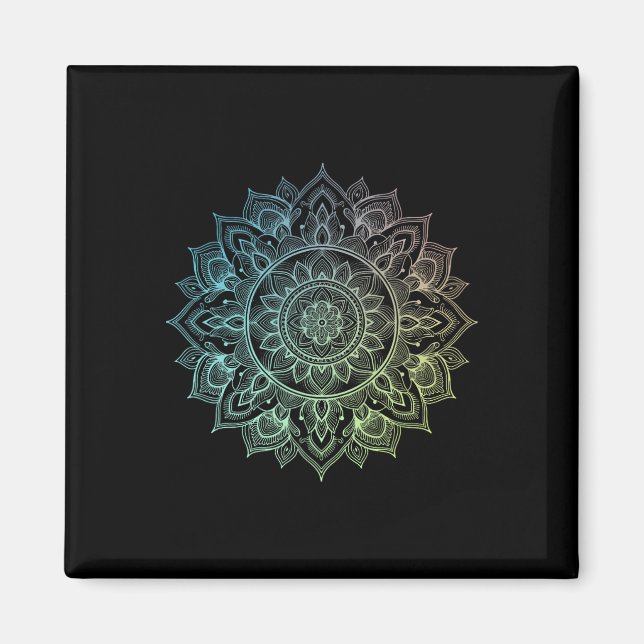 Íman Mandala Lótus Arte Zen Boho Buda Botânica Suculent (Frente)