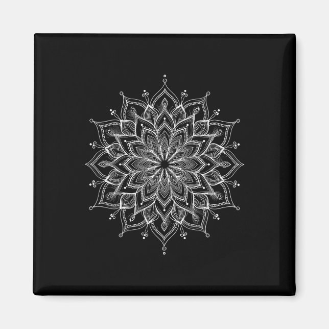 Íman Mandala Lótus Arte Zen Boho Buda Botânico Suculent (Frente)