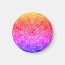 Íman Mandala Motivo Kaleidoscópico Rosa Neon Amarelo Az