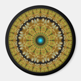Íman mandala ornamento brilhante fractal dourado
