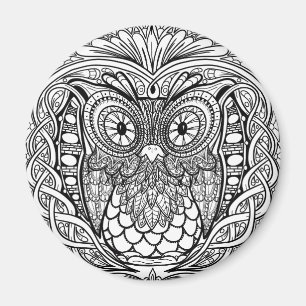 Íman Mandala Owl Black and White