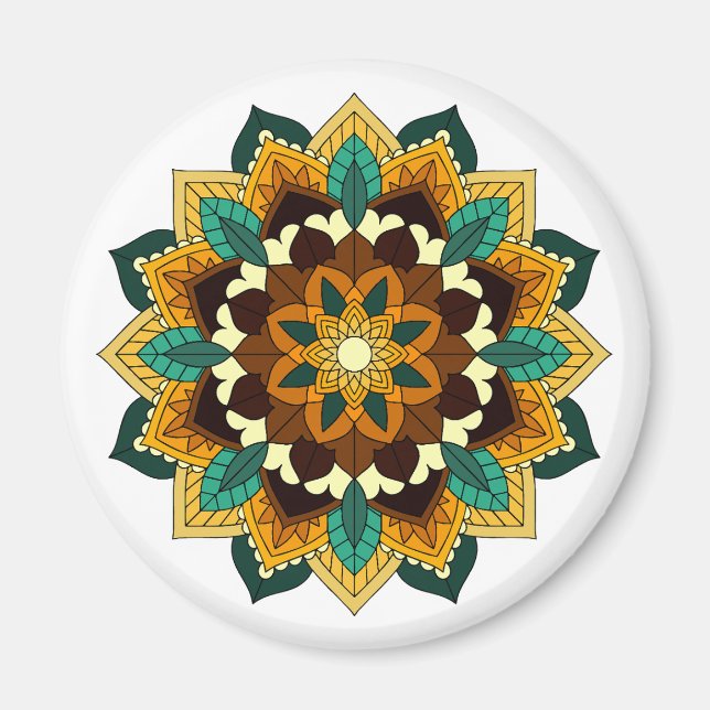 Íman Mandala Padrão 02 em amarelo e em tom (Frente)