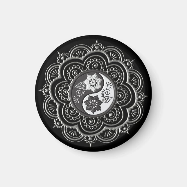 Íman Mandala Prata e Preto (Frente)