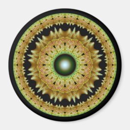 Íman Mandalá redondo fractal dourado