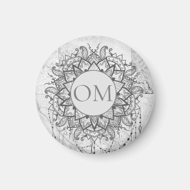 Íman Mandala sobre Silver Marble (Frente)