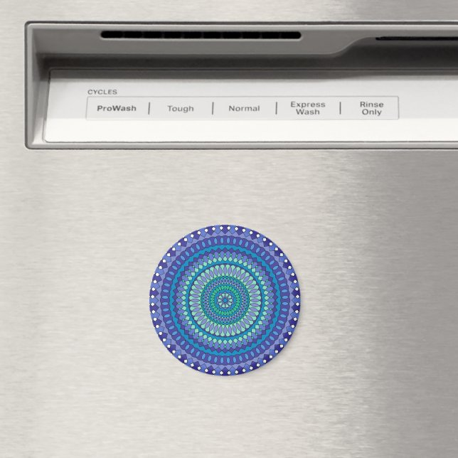 Íman Mandala turquesa e azul-teal (In Situ (Dishwasher))