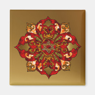 Íman Mandala vermelha de Hanukkah