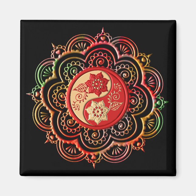 Íman Mandala Vermelho e Dourado (Frente)