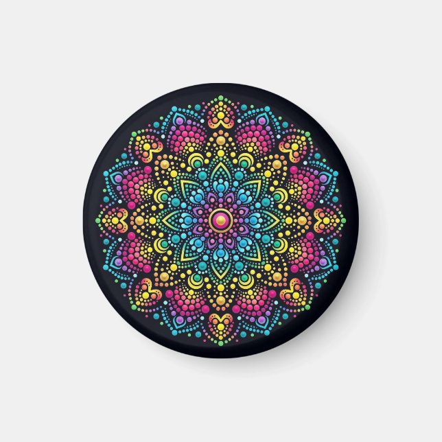 Íman Mandalas Pontilhadas Arco-Íris (Frente)