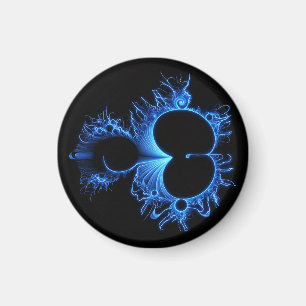 Íman Mandelbrot Azul Ártico Neon - Fundo Preto