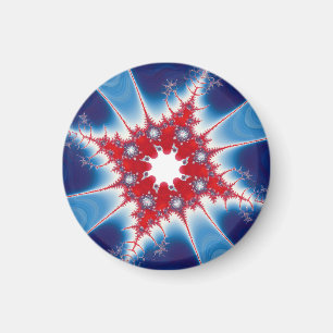 Íman Mandelbrot Fractal Vermelho Branco e Azul Patrióti