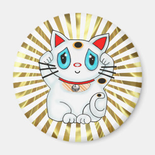 Íman Maneki branco Neko que Beckoning o gato da boa