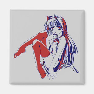 Íman Mangá Americano Neko Garota-Gato Kawaii Anime