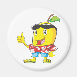 Íman Manga bonito nos polegares da camisa havaiana dois