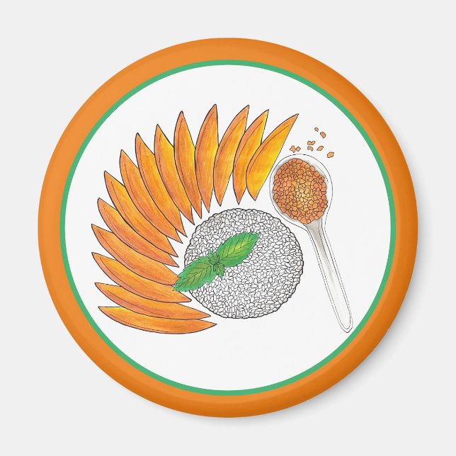 Íman Mango Sticky Rice Dessert Thai Comida Cuisine (Frente)