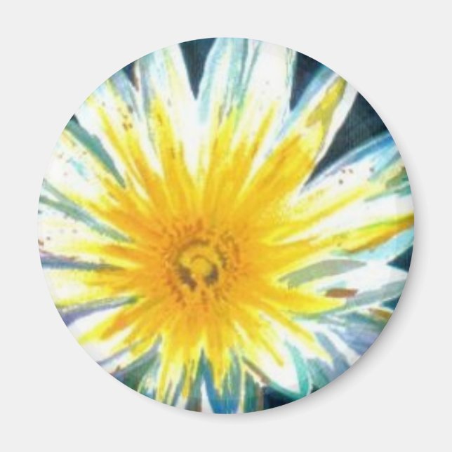 Íman Manhã Brilhante Flor Amarelo Branco à Meia-noite (Frente)