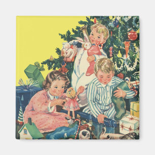 Íman Manhã de Natal Antiga, Crianças Abrindo Presentes