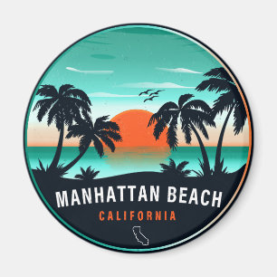 Íman Manhattan Beach California Retro Sunset Souvenirs