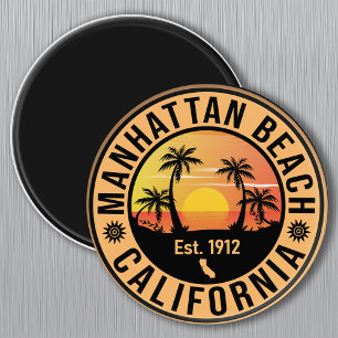 Íman Manhattan Beach California Retro Sunset Souvenirs