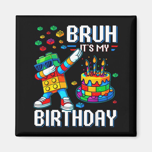 Íman Mano É Meu Aniversário Mestre Construtor Dabbing B (Frente)