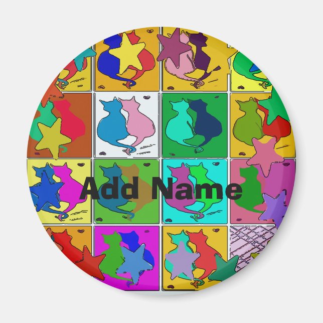 Íman Mant Cats Pa Sinal hex holandês, adicionar nome (Frente)