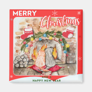 Íman Manta de Natal com cão e gato