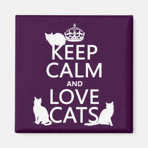 Íman Mantenha a calma e ame gatos (em alguma cor)