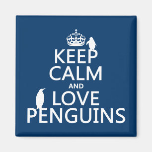 Íman Mantenha a calma e ame pinguins (alguma cor)
