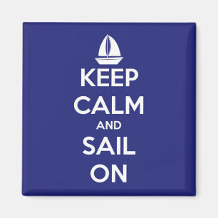 Íman Mantenha a calma e navegue no ímã quadrado azul