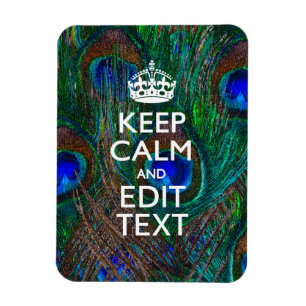 Íman Mantenha a calma e o seu texto em Penas de Peacock