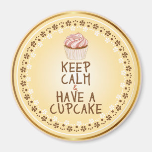 Íman Mantenha a Calma Tenha um Cupcake - fundo elegante