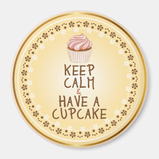 Íman Mantenha a Calma Tenha um Cupcake - fundo elegante