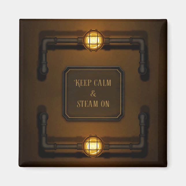 Íman "Mantenha Calma e Vapor", Steampunk, Idade da Máqu (Frente)