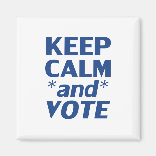 Íman "manter a calma e votar" azul, branco - (Frente)