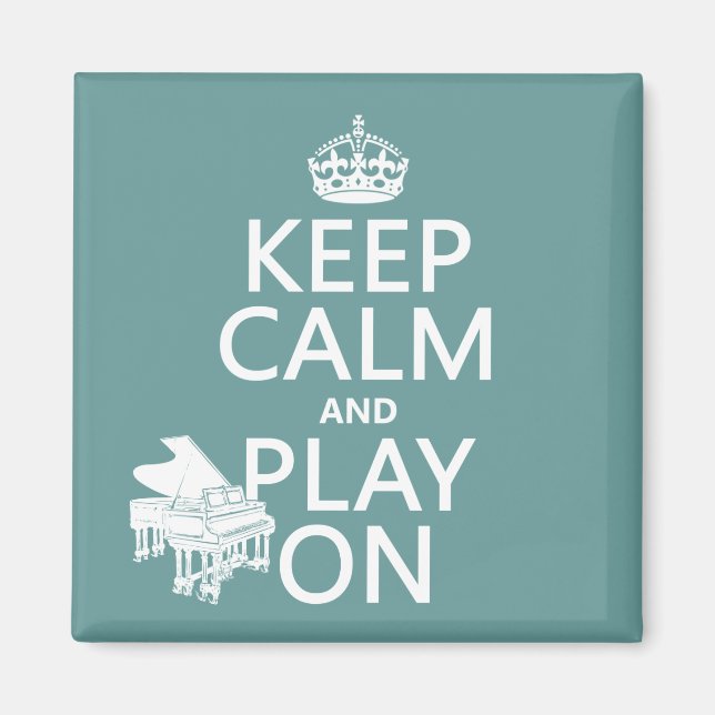 Íman Manter Calmo e Jogar (Piano) (qualquer cor de fund (Frente)