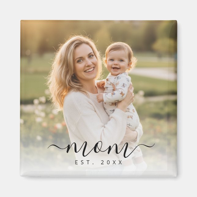 Íman Manuscrito Negro Minimalista Mãe Ano Passado (Frente)