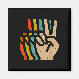 Íman Mão da Paz Cores Retro Vintage Anos 70 Hipe Homens