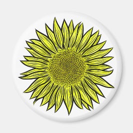 Íman Mão De Girassol Amarelo Amarelo Floral Desenhada