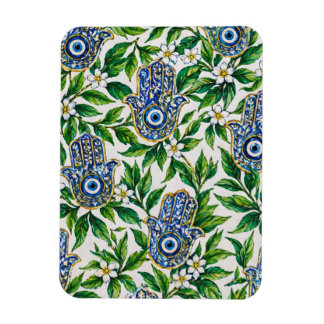 Íman Mão Hamsa Azul de Fatima Padrão Floral