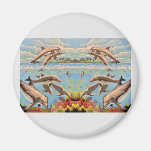 Íman Mão Pintada Por Número   Golfinhos Reproduzíveis  