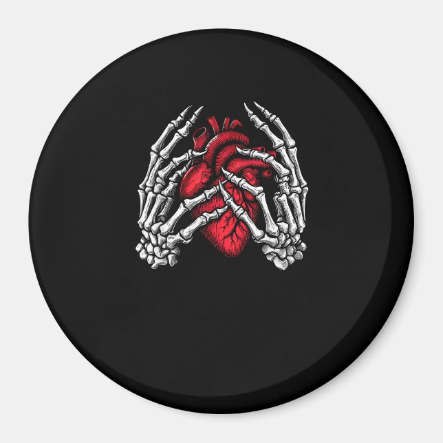 Íman Mãos de Skeleton segurando fantasia de Halloween c (Frente)