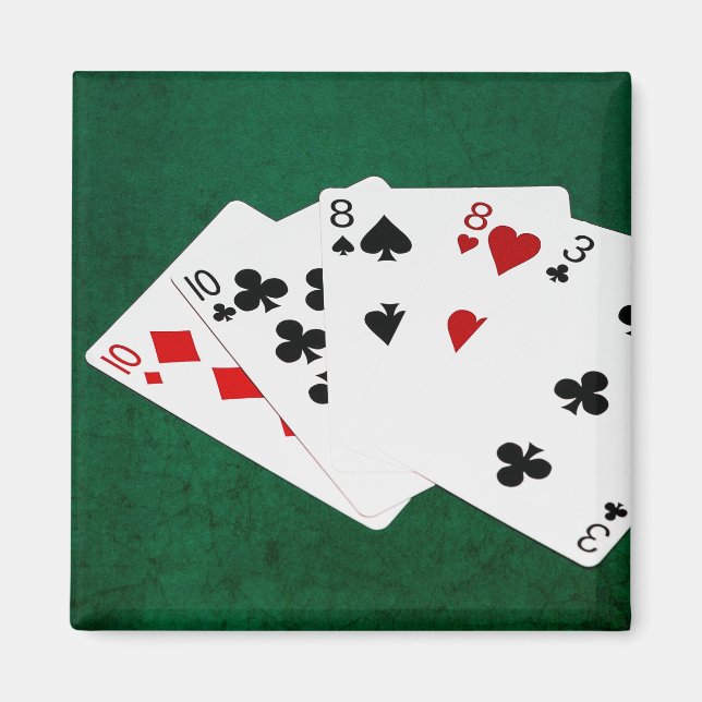 Íman Mãos Poker - Dois Pares - Dez, Oito (Frente)