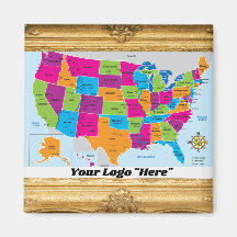 Map Design Magnet EUA