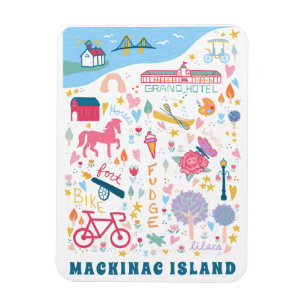 Íman Map Island Michigan Mackinac Coisas Favoritas