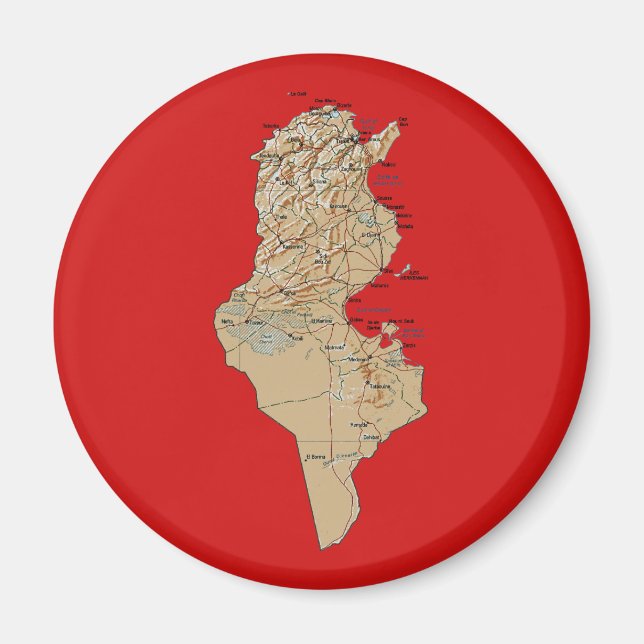 Íman Map Magnet da Tunísia (Frente)