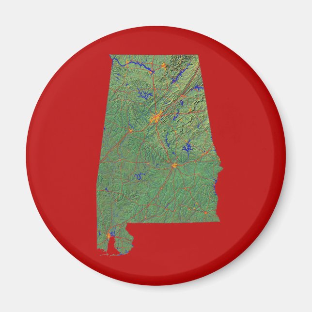 Íman Map Magnet do Alabama (Frente)