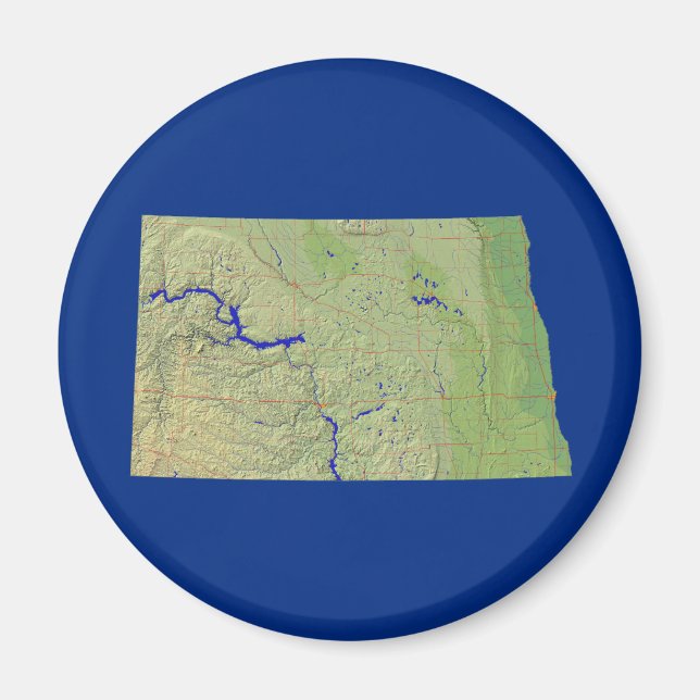 Íman Map Magnet do Dakota do Norte (Frente)